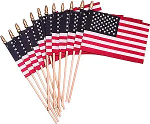 American Flag on Wooden Stick