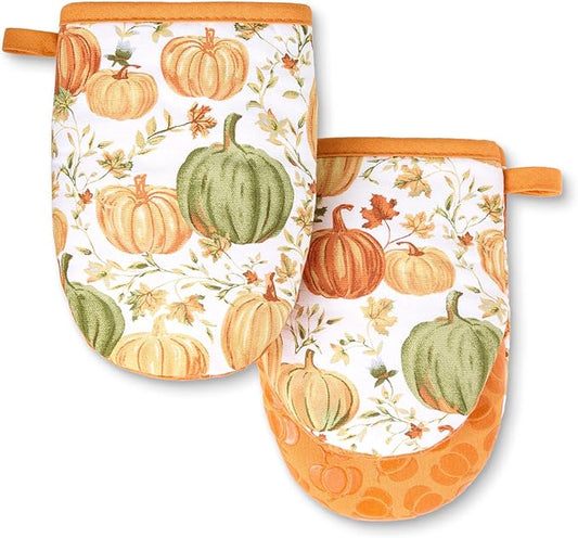 Martha Stewart Autumn Harvest Pumpkins Mini Oven Mitt 2-Pack Set