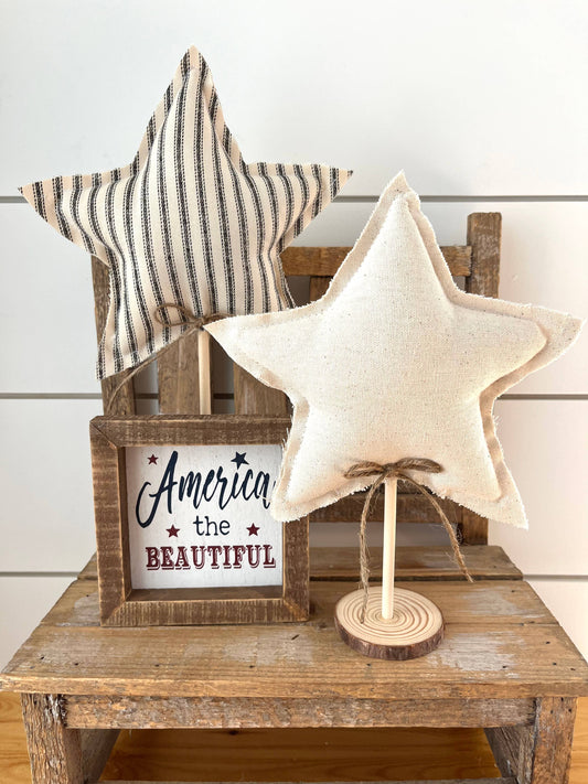 2pc. Rustic 4th of July Star Set - Farmhouse Stripe