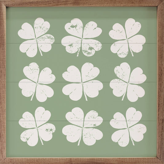Nine Clovers Green: 8 x 8 x 1.5