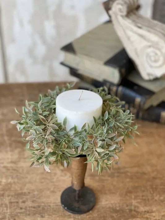 Shiloh Leaves Candle Ring | 6" outer 3" Inner | Greenery