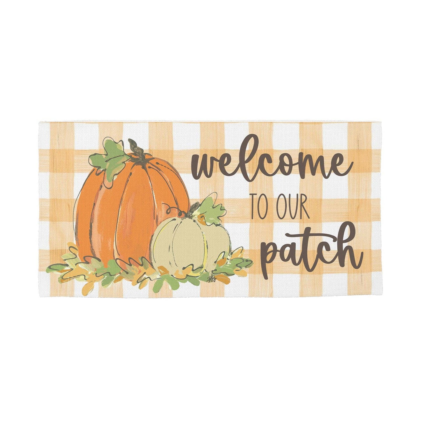 Fall Pumpkin "Welcome to Our Patch" Plaid Pillow Swap