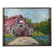 Barn with Texas Flag Framed Canvas: 29 x 23 / 11120007 / 2