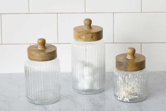 Ribbed Glass Canister Set