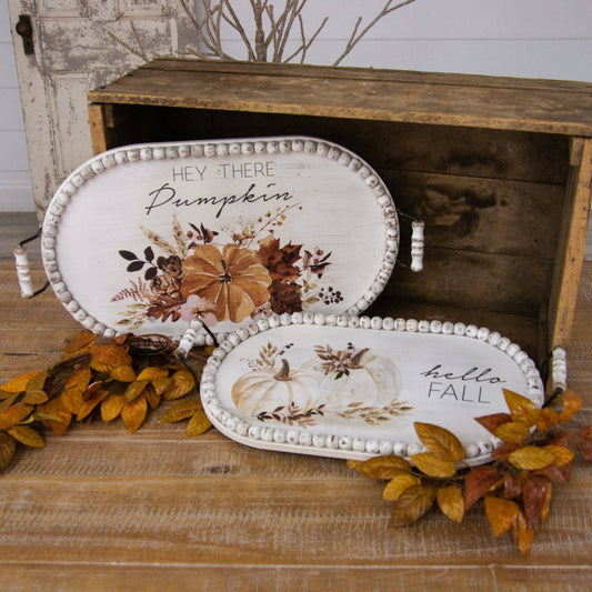 Beaded Wood Tray - Hello Fall