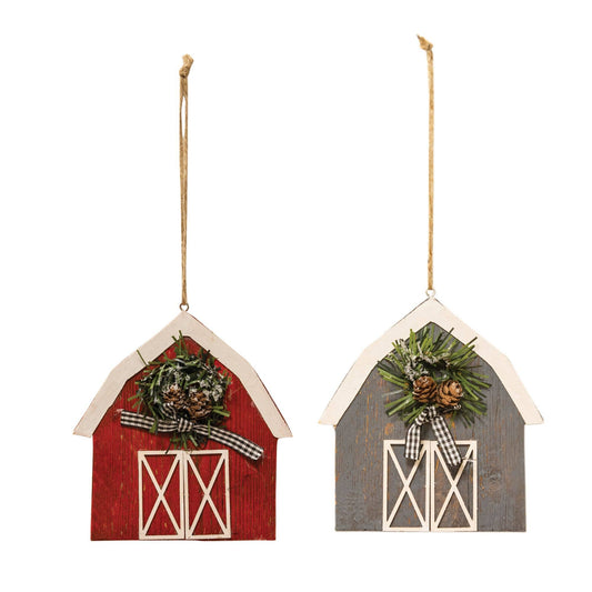 Blue Gray Barn Ornament