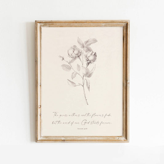 Grass Withers Art Print Christian Gift Decor