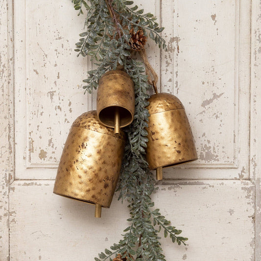Brass Tone Hammered Cow Bells (SET OF 3)