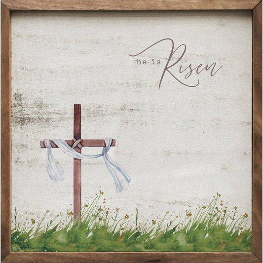 He is Risen Cross Whitewash: 16 x 16 x 1.5