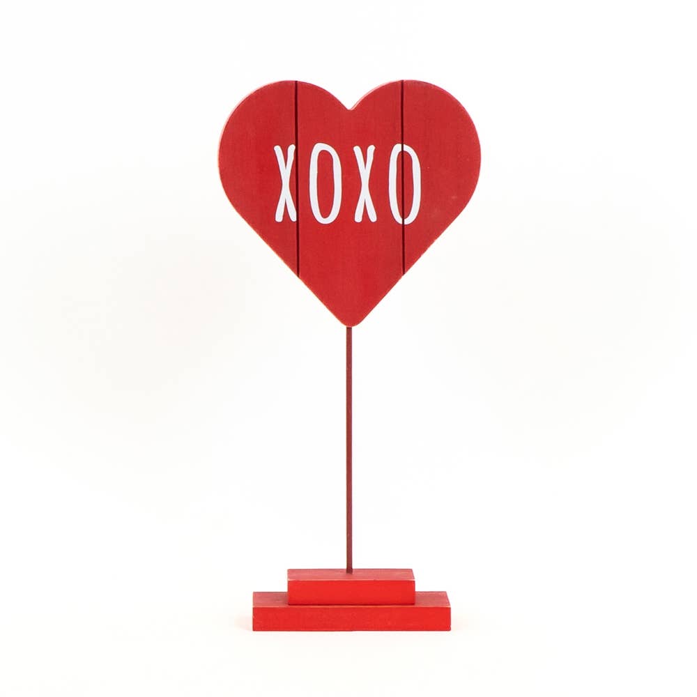 XOXO Wood Heart Cutout on stand 6.25x13.25x2