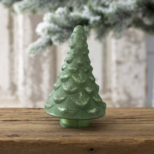 Frosty Green Mercury Glass Tree, Sm