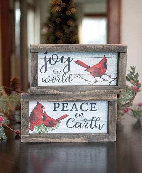 Peace on Earth Cardinal Framed Sign