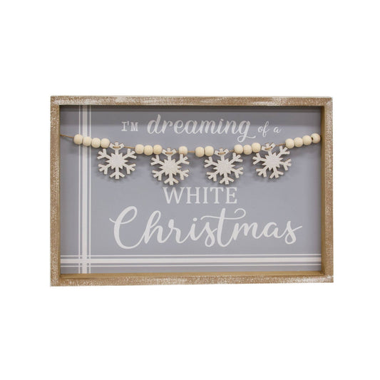 Dreaming of a White Christmas Beaded Wood Sign