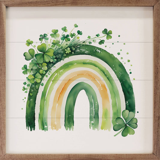 Rainbow And Clovers White: 12 x 12 x 1.5