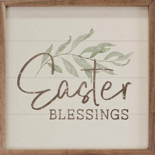 Easter Blessings Greenery White: 8 x 8 x 1.5